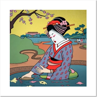 Traditional Japanese woman ukiyo-e Posters and Art